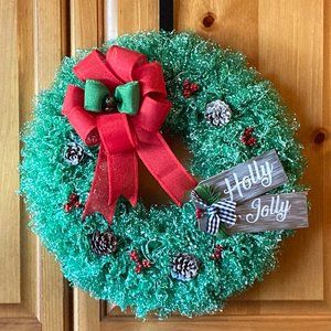 New Handcrafted Christmas Holly Wreath